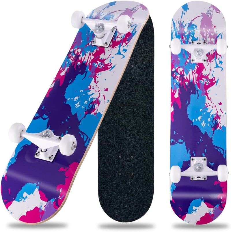 CLYCTIP Skateboard,31 x 8 inch Complete Skateboards for Beginners,8 Layer Maple Concave Cruiser Trick Skate Board for Kids,Teens,Adults - Image 1